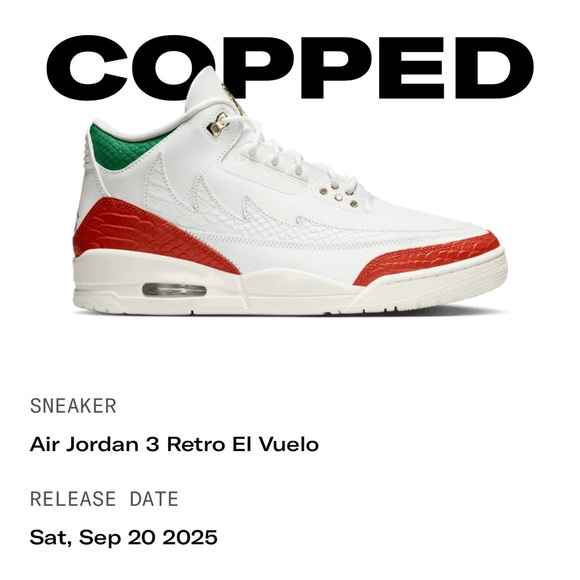Jordan 3 Retro El Vuelo White Red Green Sneakers - Picture 1 of 9